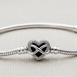 Silver Heart Infinity Bracelet